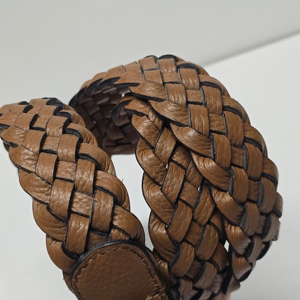 Michael Kors Braided Belt Light Brown Leather Size 38" Unisex - Picture 3 of 6